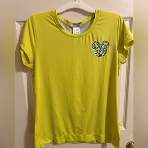 Disney Parks Authentic Mickey Mouse Neon Yellow Athletic Wicking T-shirt